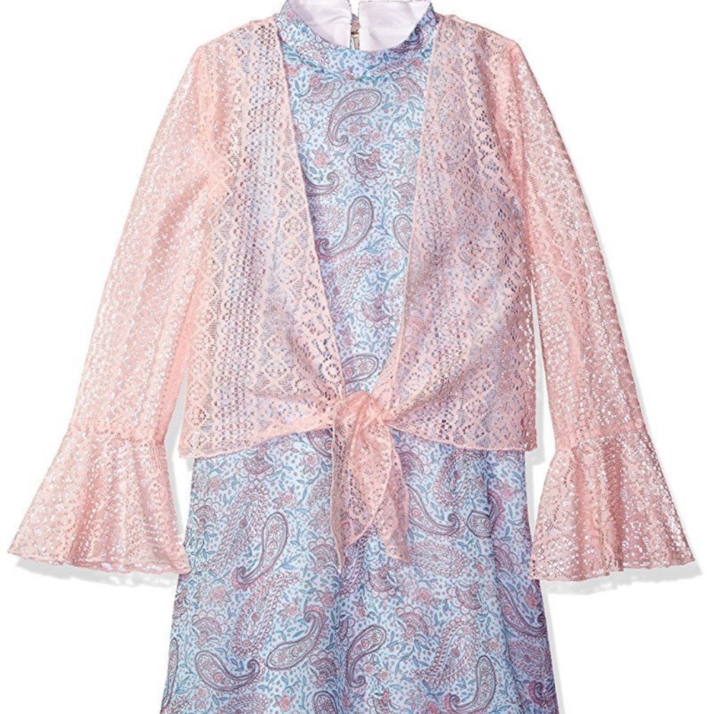 Speechless Girl Chiffon Shift‎ Dress Lace Shrug Set